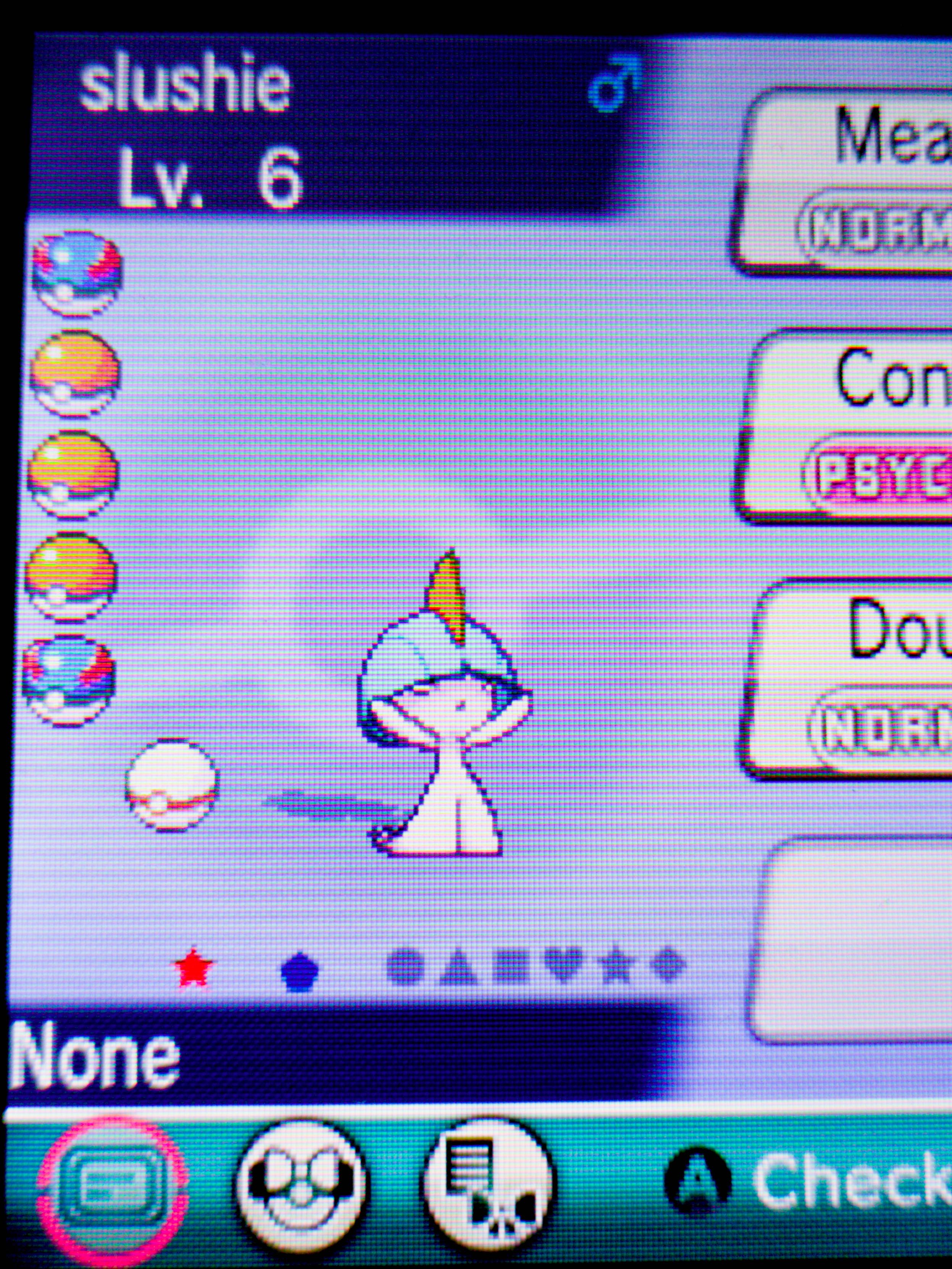 picture of 3ds top screen showing a shiny ralts